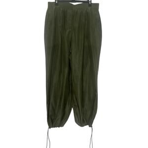 Express Olive Green Nylon Parachute Balloon Pants Wide Oversized Streetwear L